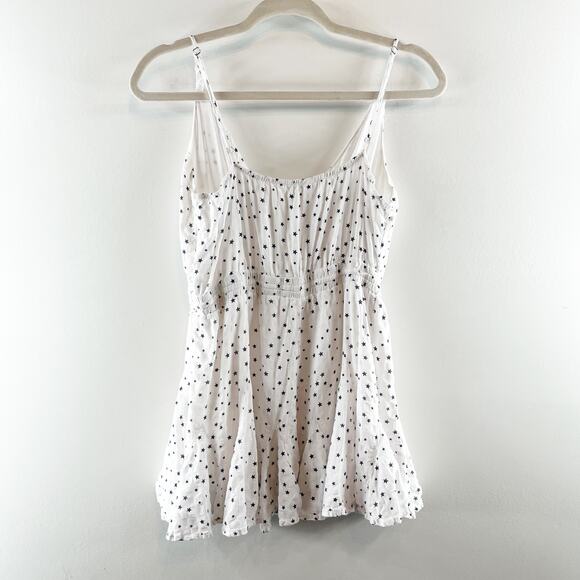 Storia Star Print V Neck Sleeveless Tie Waist Romper Playsuit White Medium - Picture 12 of 12